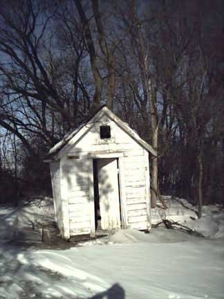 A snowy day at the Rosendale Church Outhouse